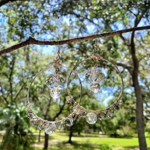 Hand made gem hoop earrings!